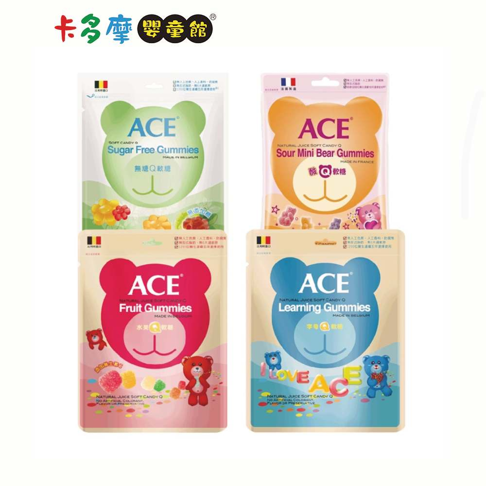 【ACE】 水果Q軟糖量販包 (水果/字母/無糖240g / 酸熊220g)｜卡多摩