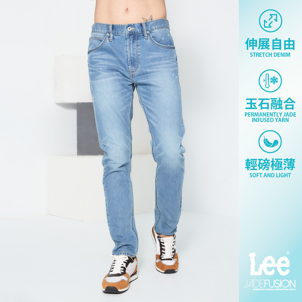 Lee 705 涼感 彈性中腰標準小直筒牛仔褲 男 LL210080BKC