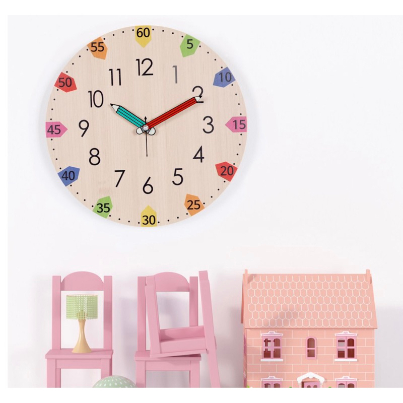 預購 韓國 學習時鐘 掛鐘 兒童 童趣 兒童房 擺飾 靜音時鐘 無聲掛鐘