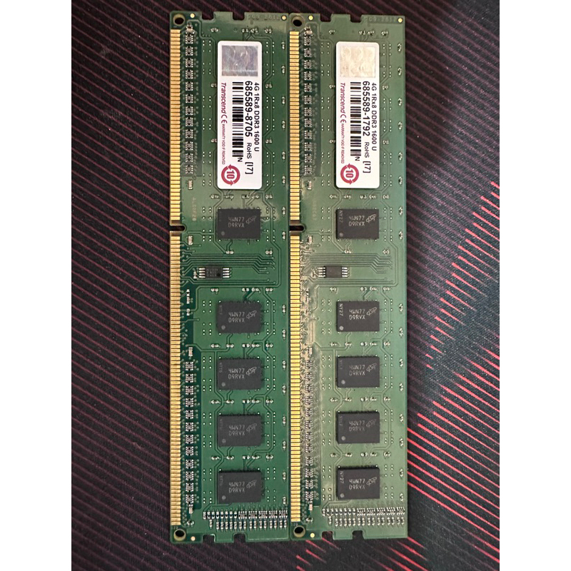 創見 DDR3 1600 4G 記憶體x2