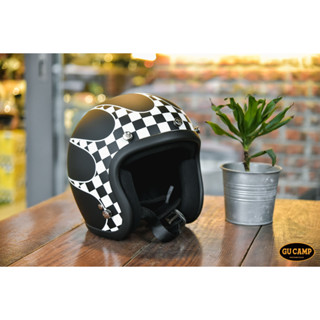 現貨 GU CAMP騎士部品 Gallop P-51 飛鏢賽車格 復古 oldschool 小帽體 安全帽 消光黑／白