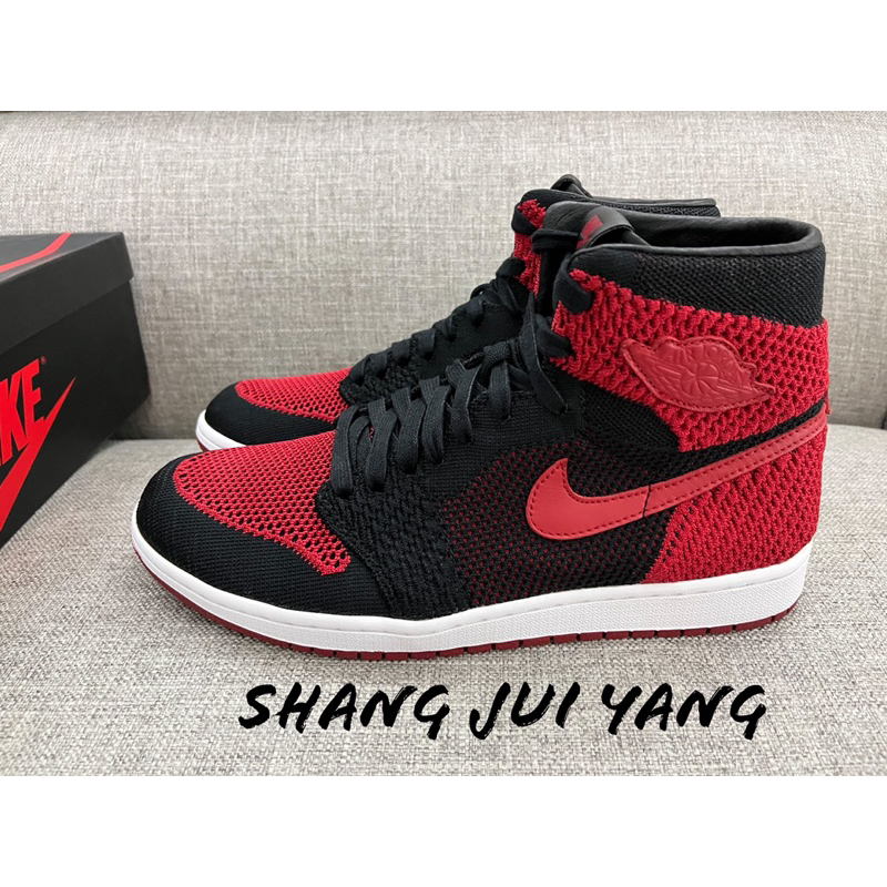 專櫃購入～AIR Jordan 1 Retro High Flyknit 黑紅 編織黑頭 satin bred 一代og