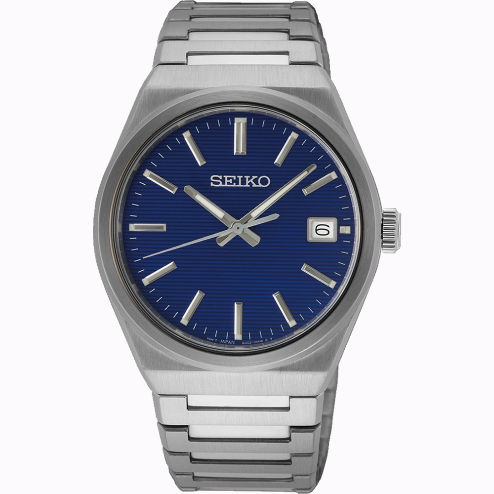 SEIKO 精工 CS系列簡約石英手錶-39mm (SUR555P1/6N52-00H0B 藍色)