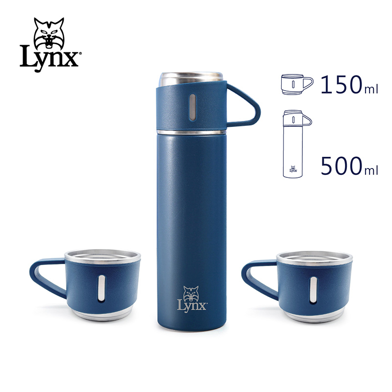 全新 ⭐️ Lynx 保溫瓶分享杯組 一瓶三杯(瓶500ml 杯150ml) LY-1792 保溫杯 保溫杯組 保溫瓶