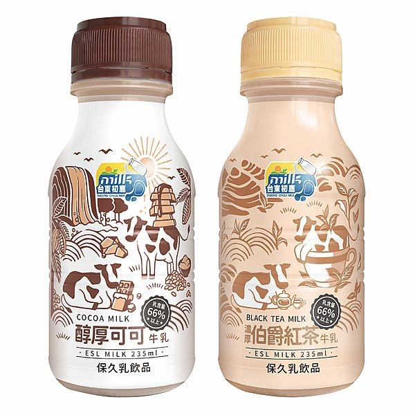 森吉小舖 台東初鹿 濃厚伯爵紅茶牛乳 醇厚可可牛乳 235ml*6入 初鹿 牛乳 保久乳