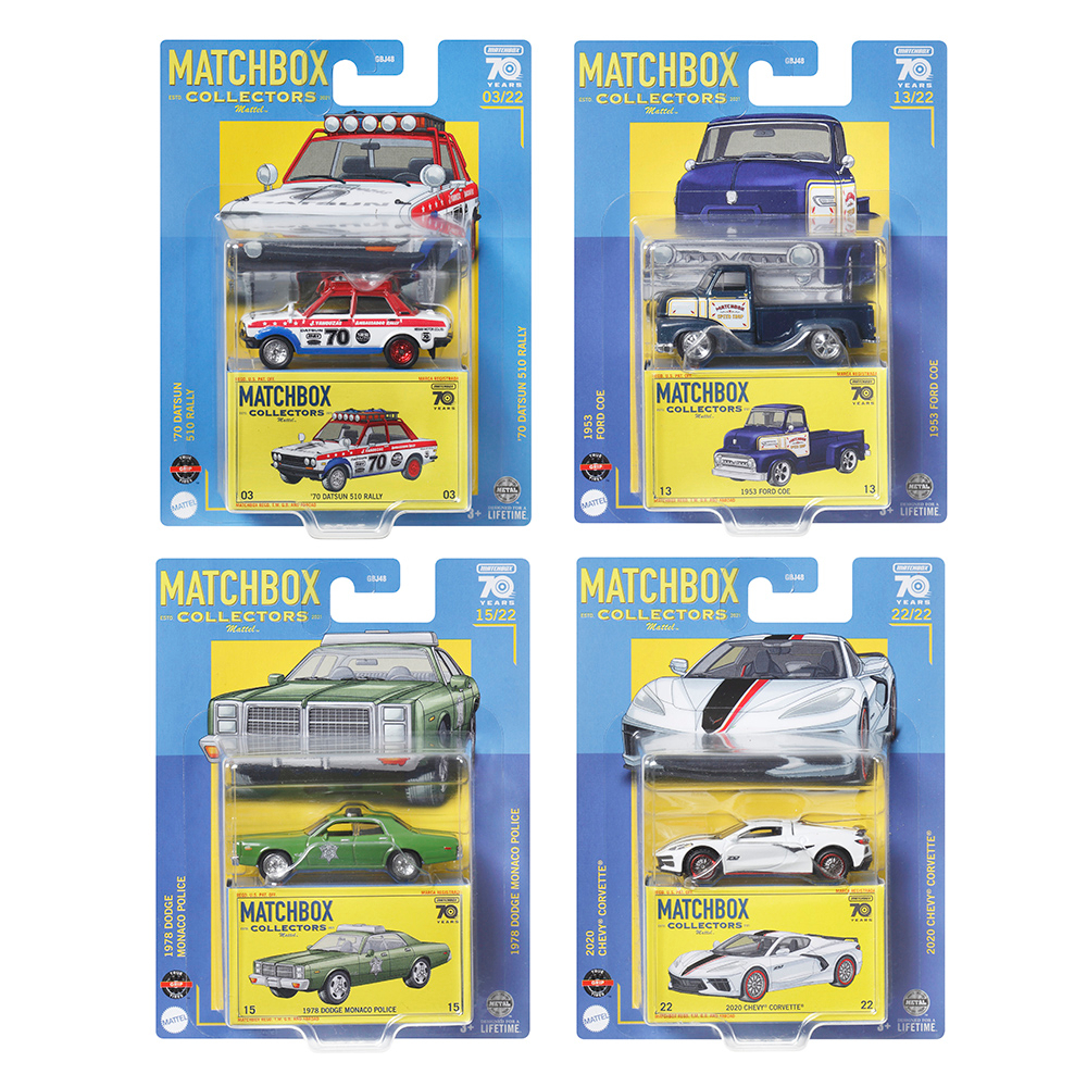 Mattel 火柴盒小汽車-收藏小車系列 一組4入(T箱號) Matchbox 1:64 小汽車 合金車 正版 美泰兒