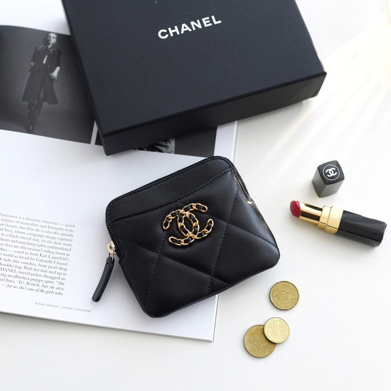 在台現貨🎈37999 香奈兒Chanel 19羊皮吐司拉鏈錢包 卡包 零錢包