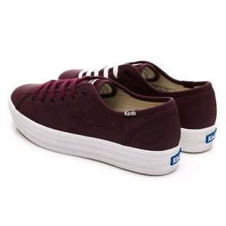Keds TRIPLE KICK 韓系厚底皮革休閒鞋－酒紅