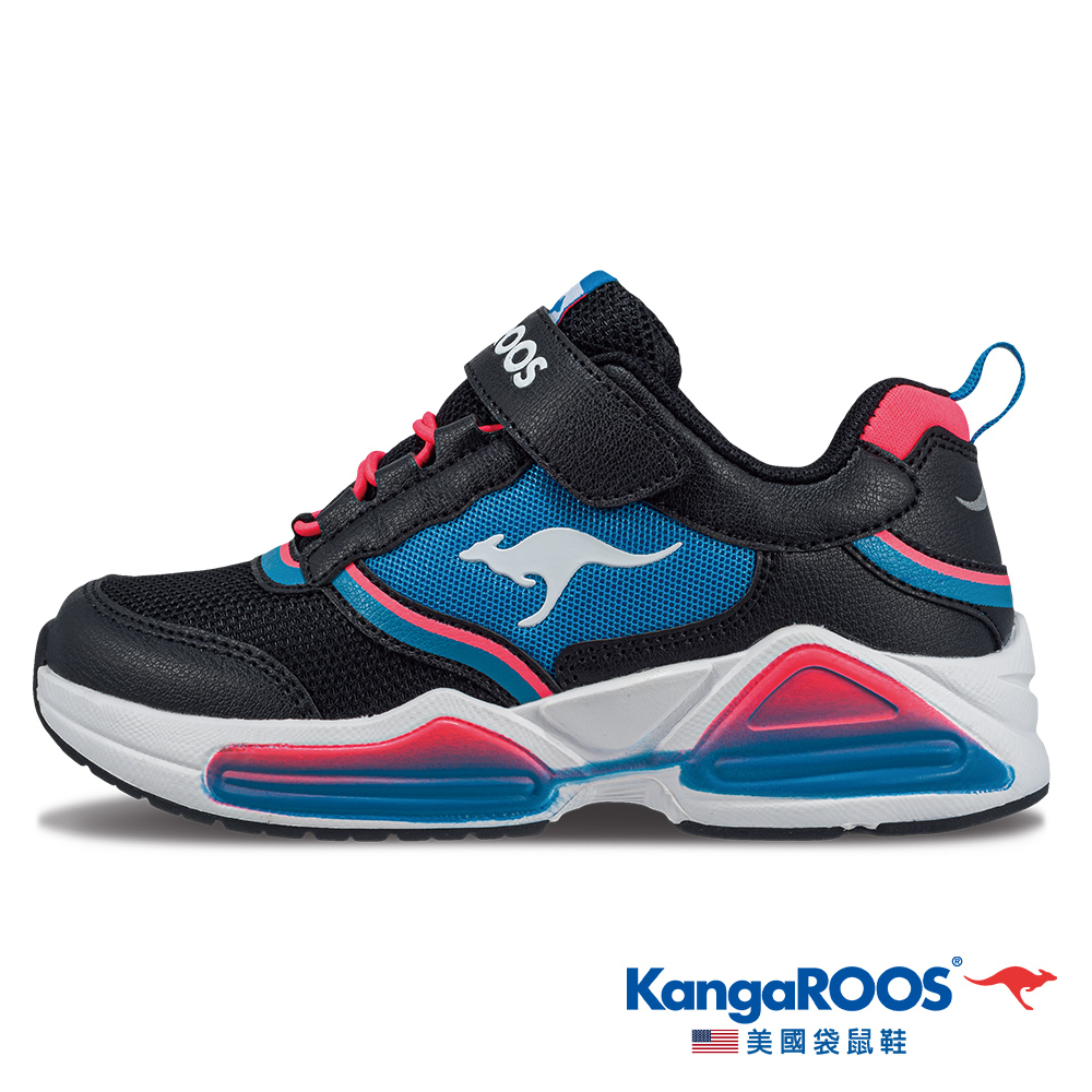 【KangaROOS 美國袋鼠鞋】童鞋 K-BOUNCE 漸層系機能童鞋 避震緩衝(黑/藍/紅-KK32360)
