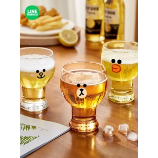 LINE FRIENDS 正版授權 玻璃杯 啤酒杯 水杯 果汁杯 牛奶杯 茶杯 酒杯 杯子 熊大 莎莉 兔兔