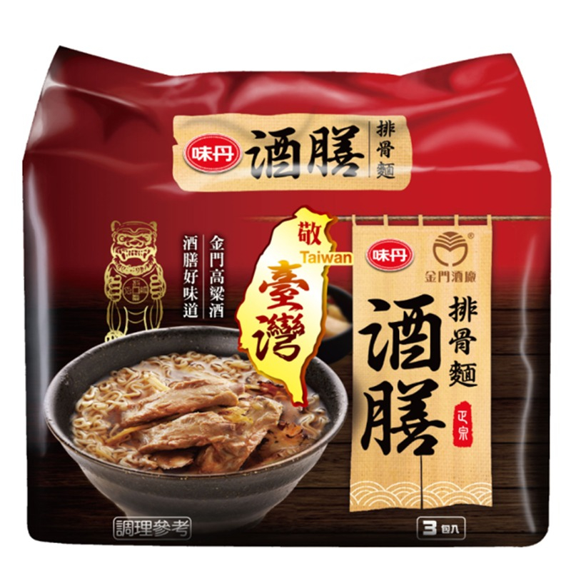 味丹酒膳排骨袋麵[箱購]180g克 x 12Bag袋【家樂福】