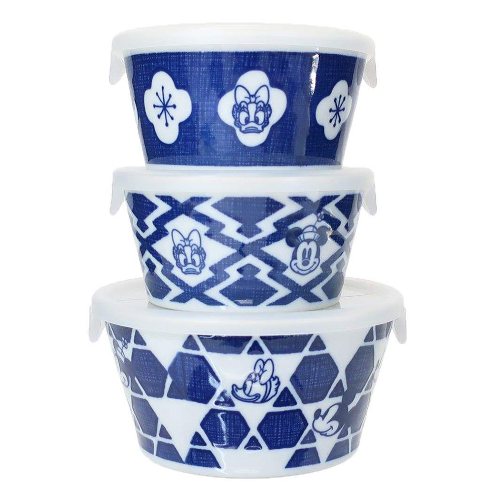 三鄉陶器 SANGO 日本製 迪士尼 微波用陶瓷碗三件組 米奇家族/日式風格 (1中2小碗) NT29285