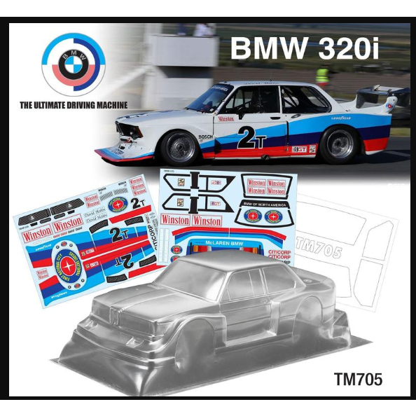 (阿哲RC工坊) Team C TM705 1978 BMW 320i M車用透明車殼 210mm