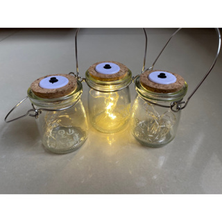 LED 金屬手提玻璃罐 LED裝飾 小夜燈 露營小提燈