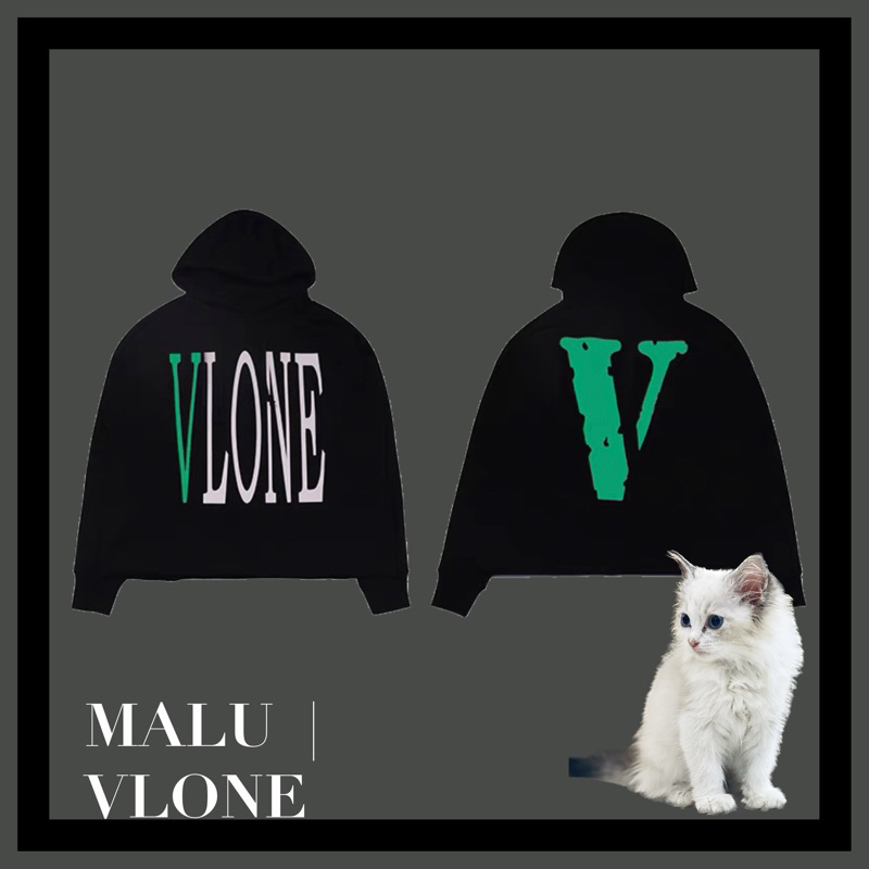 【MALU】VLONE 帽踢 黑綠 LOGO帽T