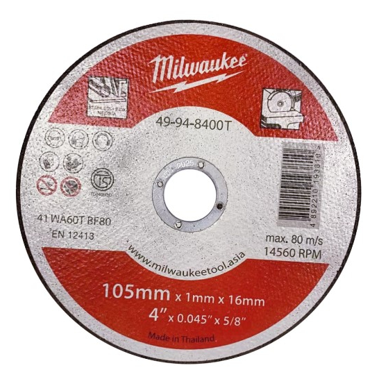 Milwaukee美沃奇 4吋平面砂輪片 105*1*16mm 不銹鋼砂輪切片  49-94-8400T