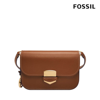 【FOSSIL 官方旗艦館】Lennox 真皮金釦小斜揹包-咖啡色 ZB1926200