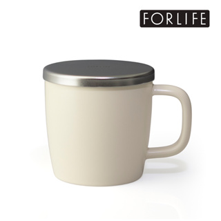 【FORLIFE總代理】美國品牌茶具 -露水/ 濾網泡茶杯組 (小)325ml-棉花白
