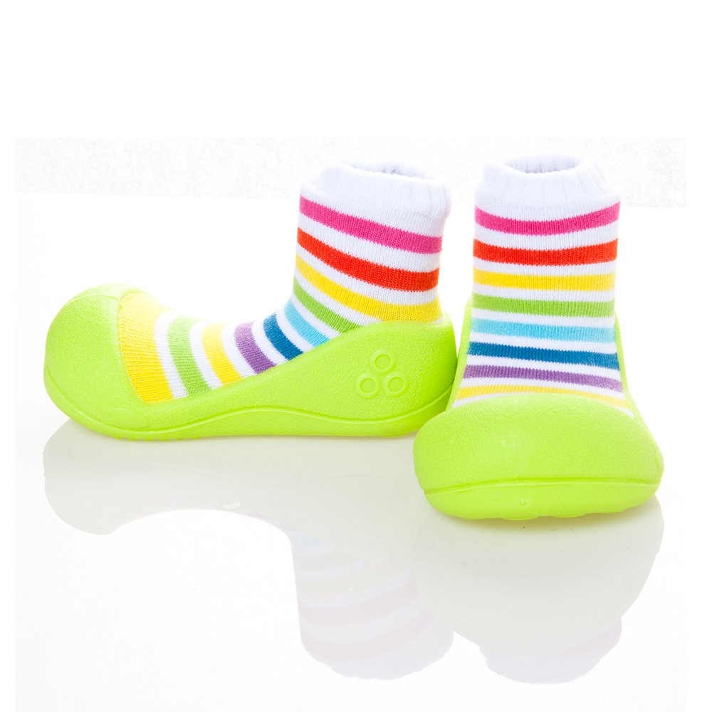 韓國Attipas-快樂學步鞋-彩虹綠底-襪型鞋