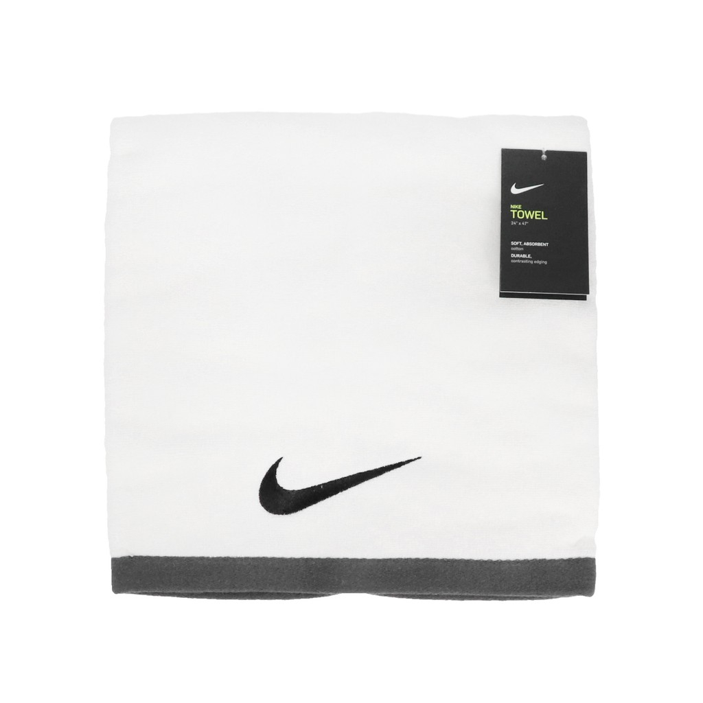NIKE 運動  大浴巾 (60*120cm)  棉  慢跑 路跑 游泳 健身 毛巾 白灰黑 N1001522101LG