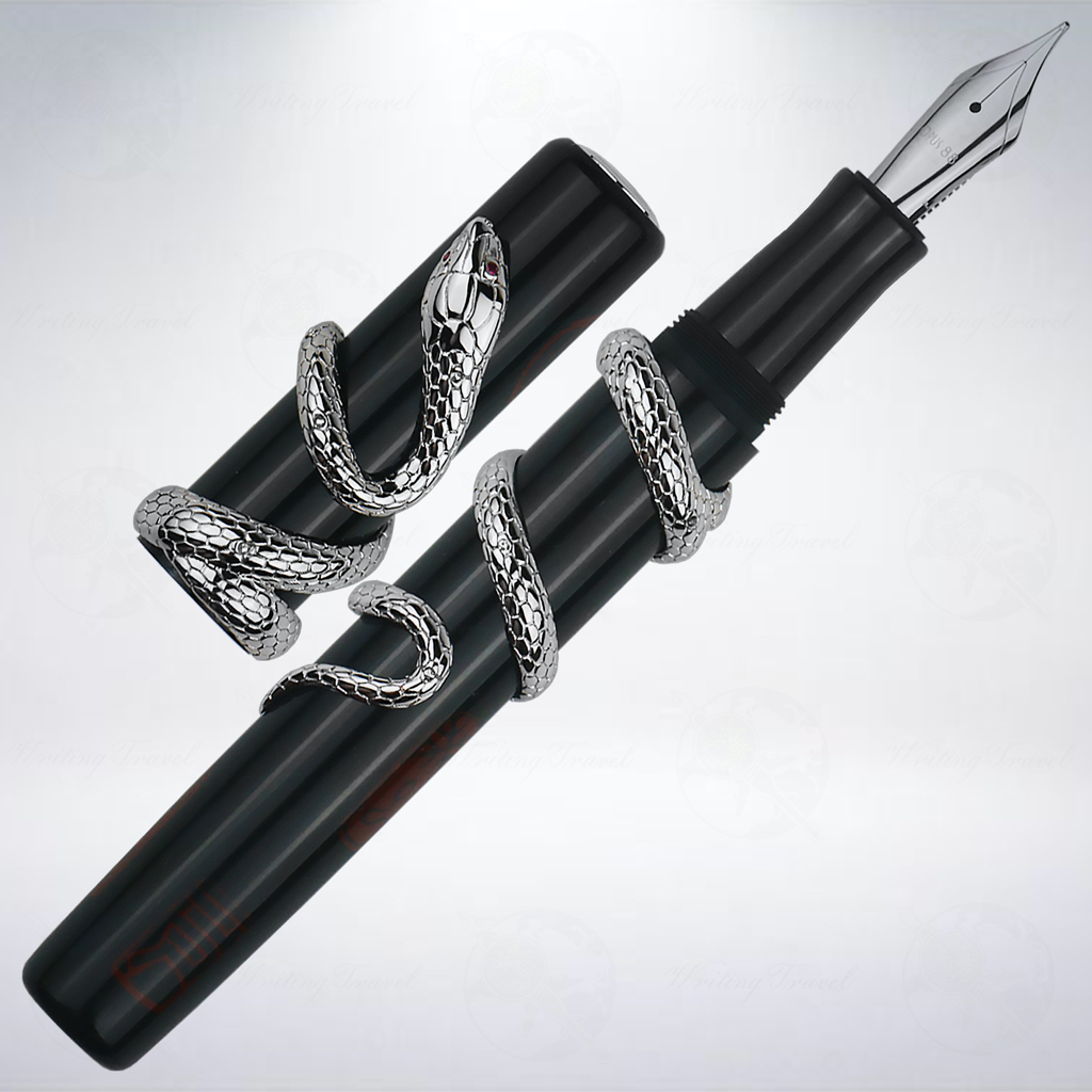 台灣 OPUS 88 純銀金工藝硬橡膠鋼筆: 生肖蛇