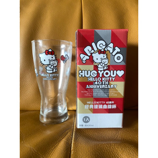 Hello Kitty 40週年 經典玻璃曲線杯 玻璃杯 小熊紀念杯