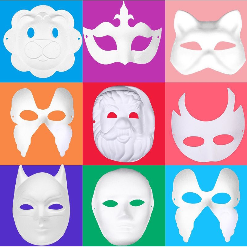 💕 寶媽角落生活館 💕 空白面具 面具 著色面具 變裝道具 舞會面具 萬聖節面具 動物 造型面具