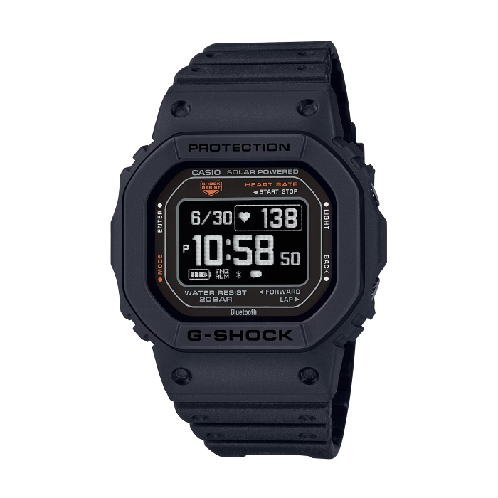 【CASIO G-SHOCK】G-SQUAD系列方形多功能運動休閒腕錶-帥氣黑/DW-H5600-1/台灣總代理公司貨享