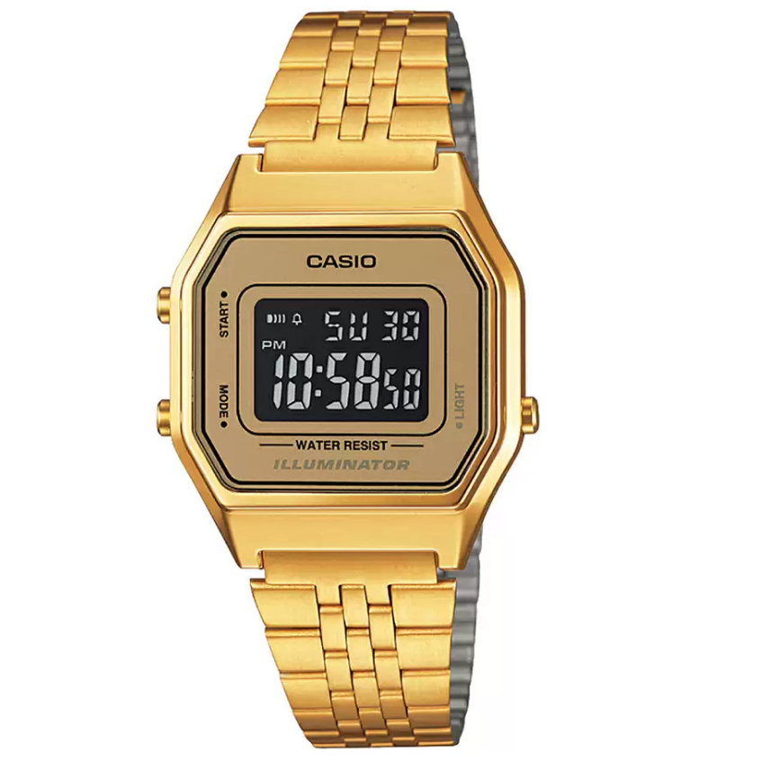 CASIO 復古經典 潮流金色 方形電子錶  LA680WGA-9DF