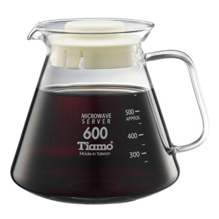 【TIAMO】耐熱玻璃咖啡花茶壺 通過SGS檢測/HG2297W(600cc/白)|Tiamo品牌旗艦館