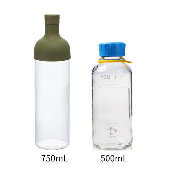 《HARIO》酒瓶冷泡茶壺750ml橄欖綠+YOUTILITY血清瓶組500ml