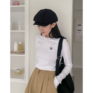 【FJstore】muahmuah Stitch Logo 柔軟 貼身薄長袖 女生上衣