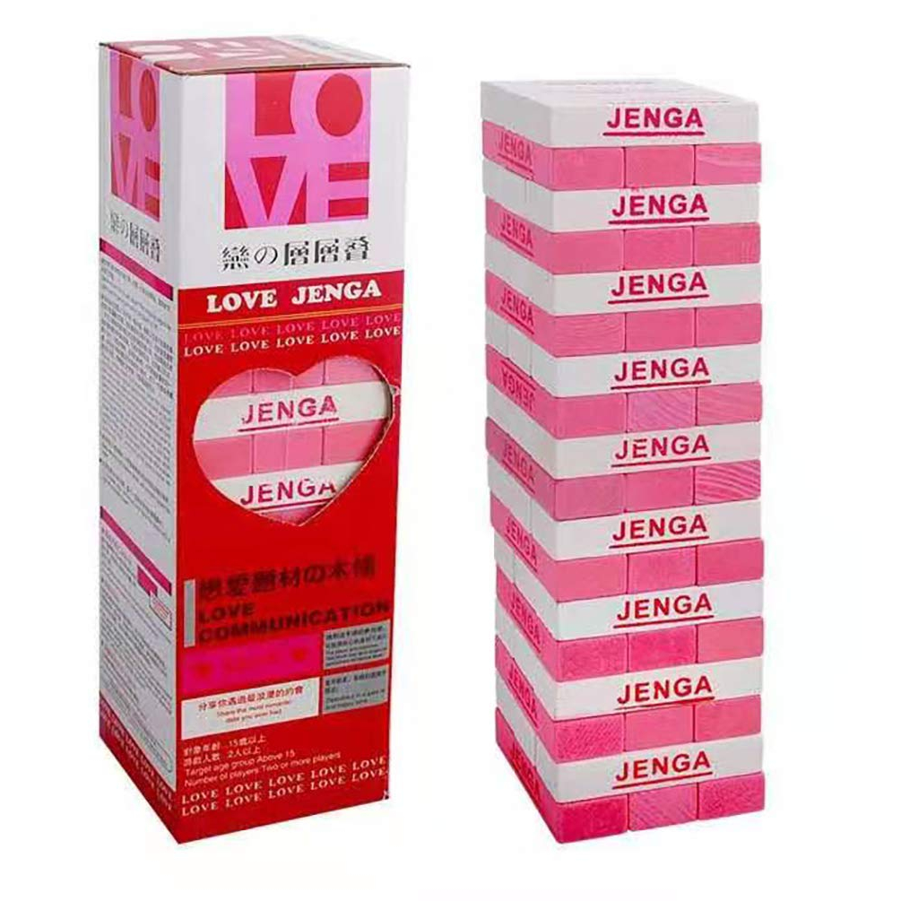 桌遊 愛戀層層疊 LOVE JENGA 粉紅色 二手