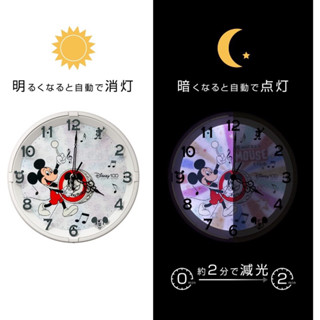 日本 100週年限定款RHYTHM DISNEY 米奇 夜光靜音 掛鐘 8MG817MC72