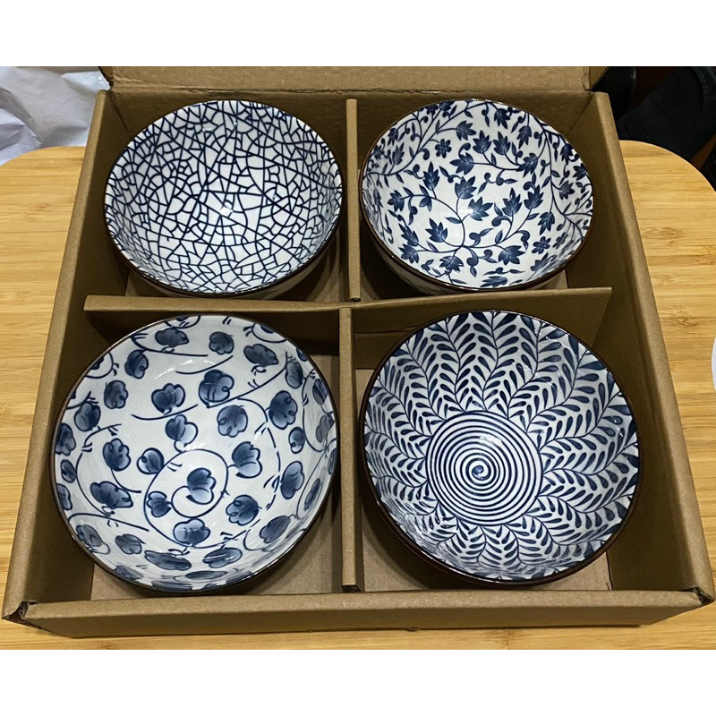 日式和風陶瓷碗 禮盒 聚鼎 股東會紀念品 一組4個碗 4入 陶瓷碗 日式手工青花瓷 精美瓷碗