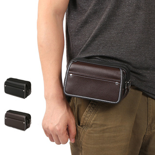 三層皮革手機包 咖啡 黑色 腰包 手機套 手機袋 手機腰包 PU皮 工作包 腰間包 大容量 拉鍊包 錢包 皮夾 外出包