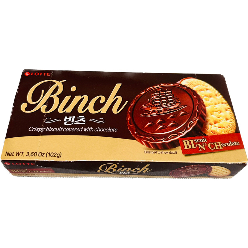 &lt;現貨零食&gt;韓國 LOTTE 樂天 BINCH 巧克力餅乾 濃郁滑順 102g/盒