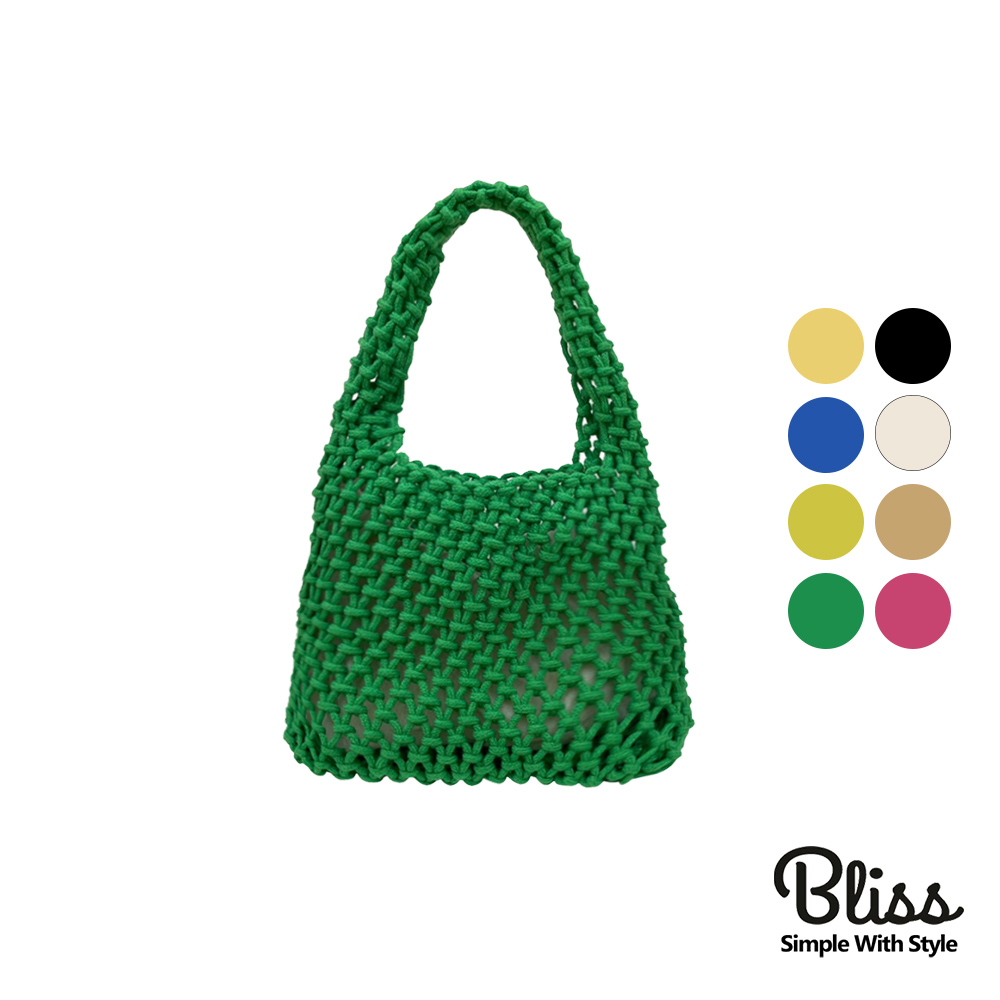 棉線編織鏤空手提小水桶包 手提包 手提袋 隨身包 編織包 購物小包 8色可選