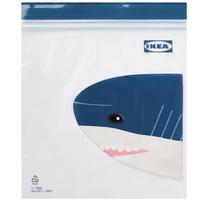 *現貨* IKEA ISTAD 鯊魚 保鮮袋 收納袋 夾鏈袋 1L 不含BPA 環保材質