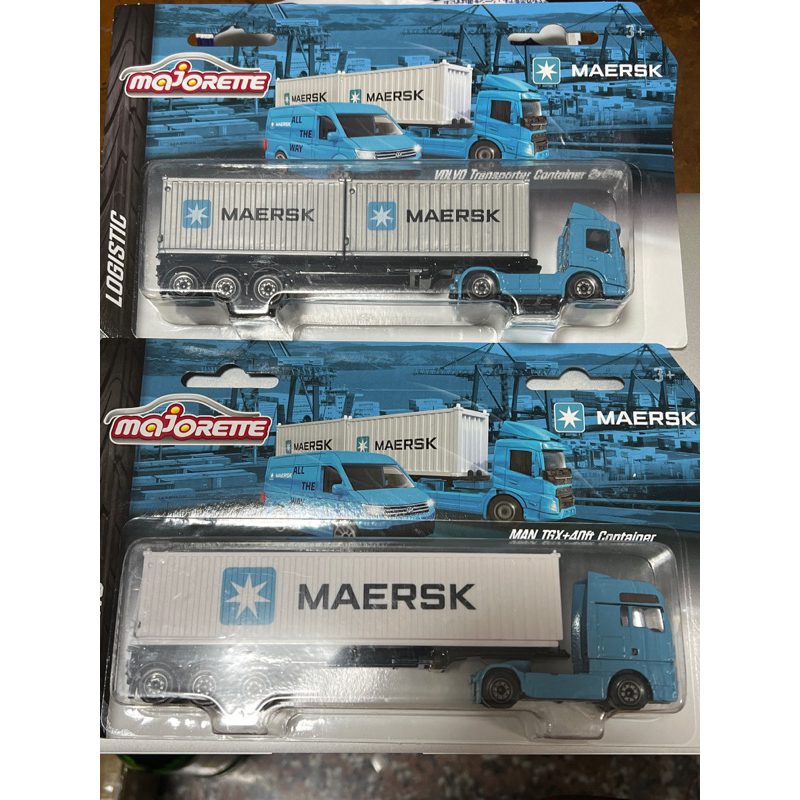 Majorette 美捷輪小汽車 1/87 HO規 MAERSK 快桅貨櫃運輸系列 Volvo MAN連結車頭（單售）