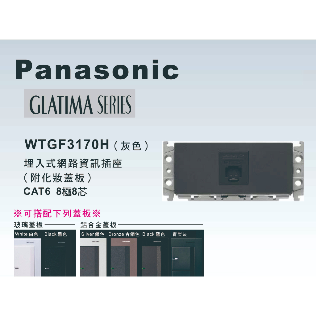 《海戰車電料》Panasonic國際牌 GLATIMA系列WTGF3170H埋入式網路資訊插座CAT6【單品】蓋板需另購