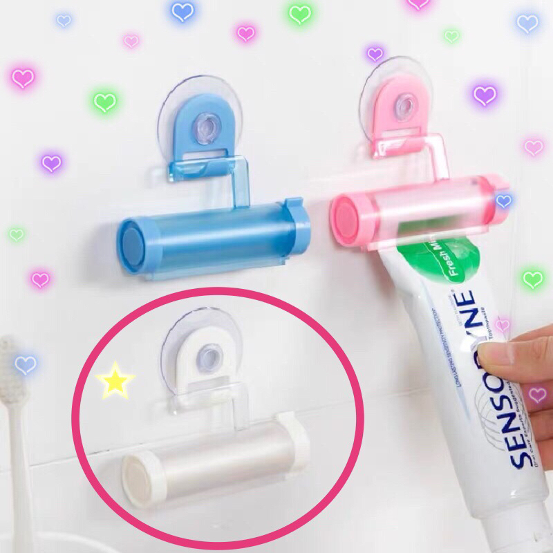 擠牙膏器 附吸盤 無痕收納 掛勾  吸盤式擠牙膏器  洗面乳  浴室收納 白色款