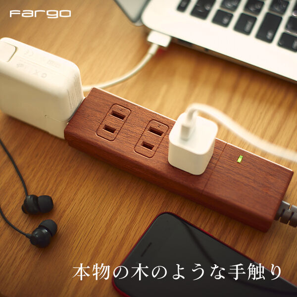 「現貨」日本 Fargo Natural Wood Tap 胡桃木紋插座 4座 延長線1.5M