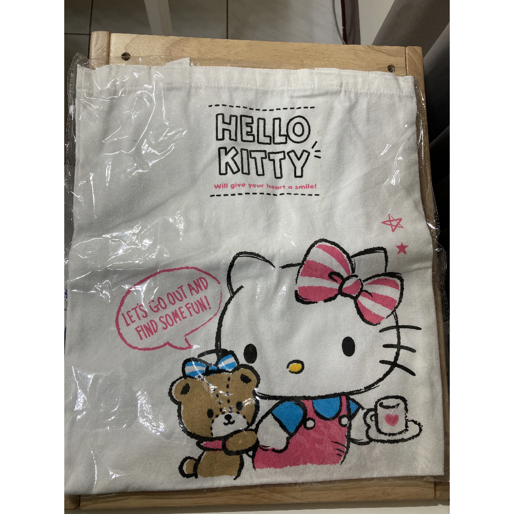 全新Sanrio 三麗鷗 Hello kitty 凱蒂貓 大帆布袋 油品 手提袋 置物袋 環保袋 購物袋
