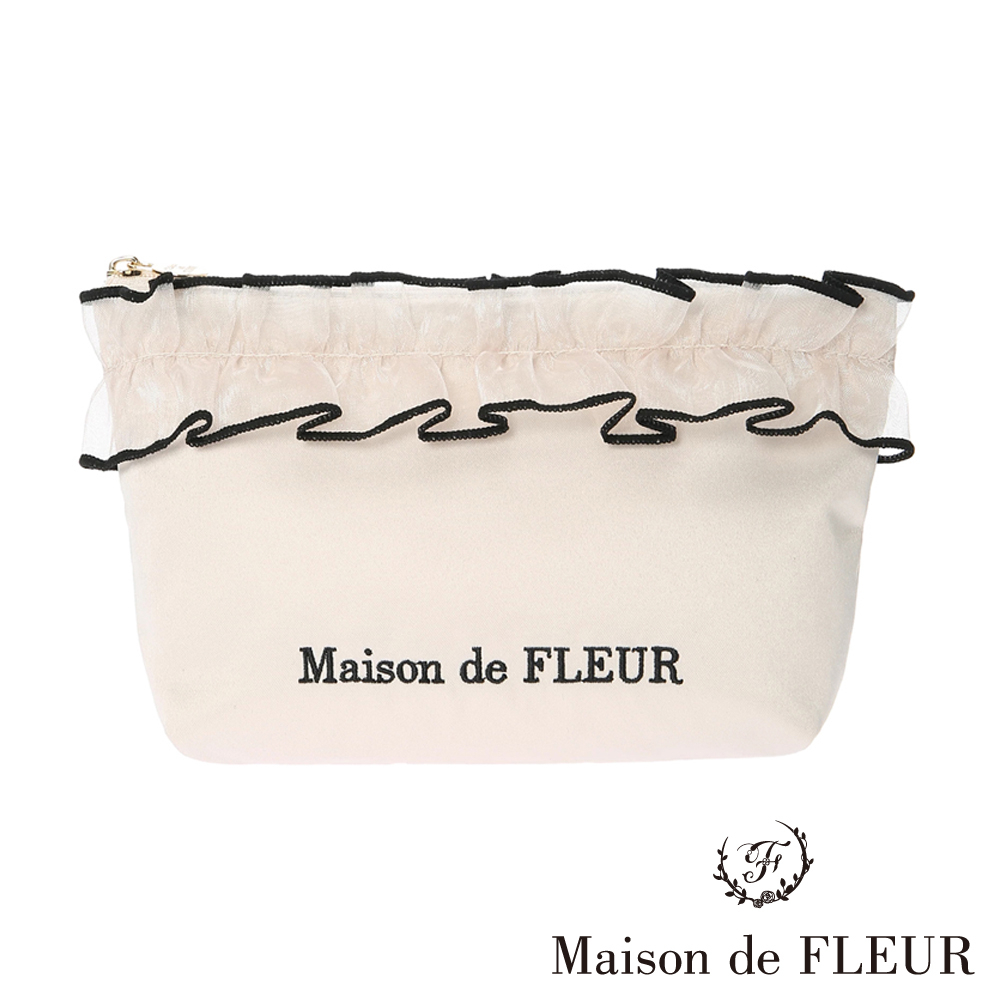 Maison de FLEUR 浪漫格調柔紗荷葉邊手拿包(8A24FJJ1300)