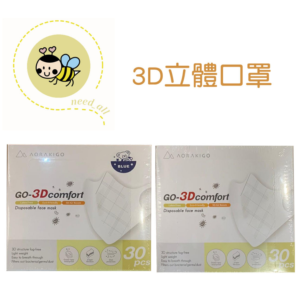 台灣製造3D立體口罩 小熊 黑色3D立體口罩 30片/盒《J0557》