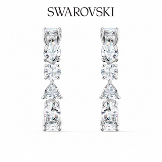 SWAROVSKI 施華洛世奇 Tennis Deluxe 白金色典雅璀璨穿孔耳環