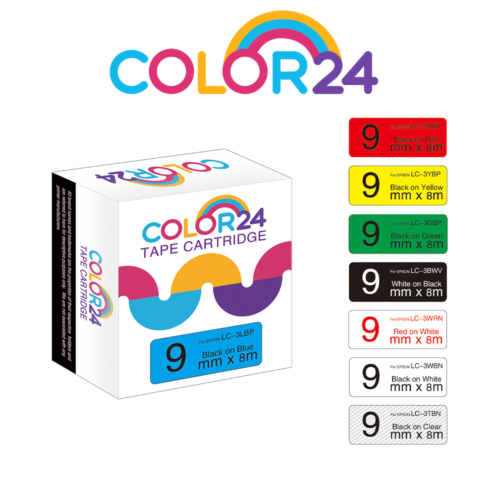 COLOR24 EPSON 透明 相容 副廠 貼紙 標籤帶 9mm LW-K200BL LW-C410 LW-600P