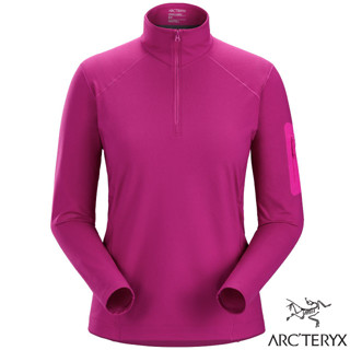 【ARCTERYX 始祖鳥】女 彈性透氣登山健行保暖排汗衣 Rho LT Zip Neck/中層衣_玫瑰紫_6295