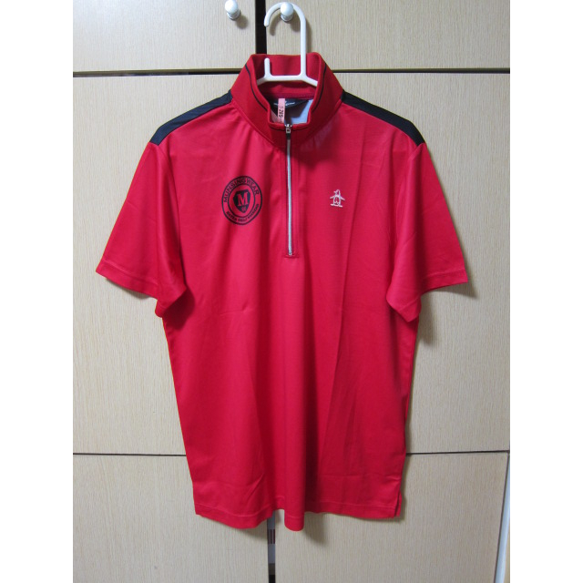 Munsingwear 企鵝 高爾夫 短袖立領拉鍊POLO衫(L~175/96A~紅色~)